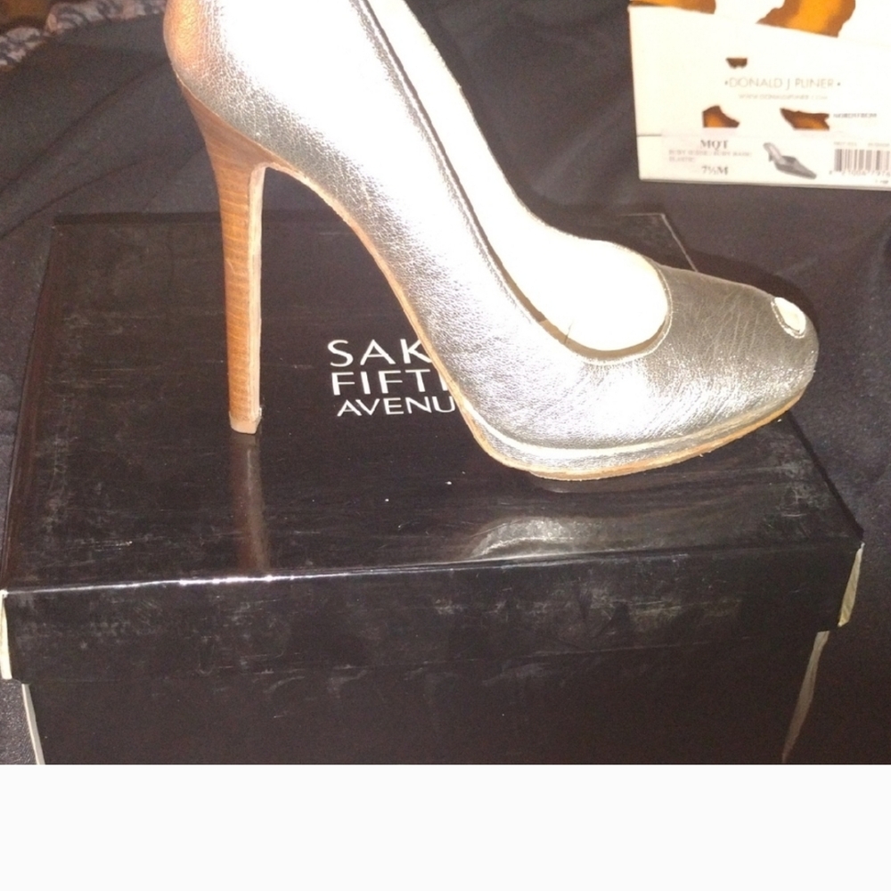 Herve Leger Silver High Heel Pumps